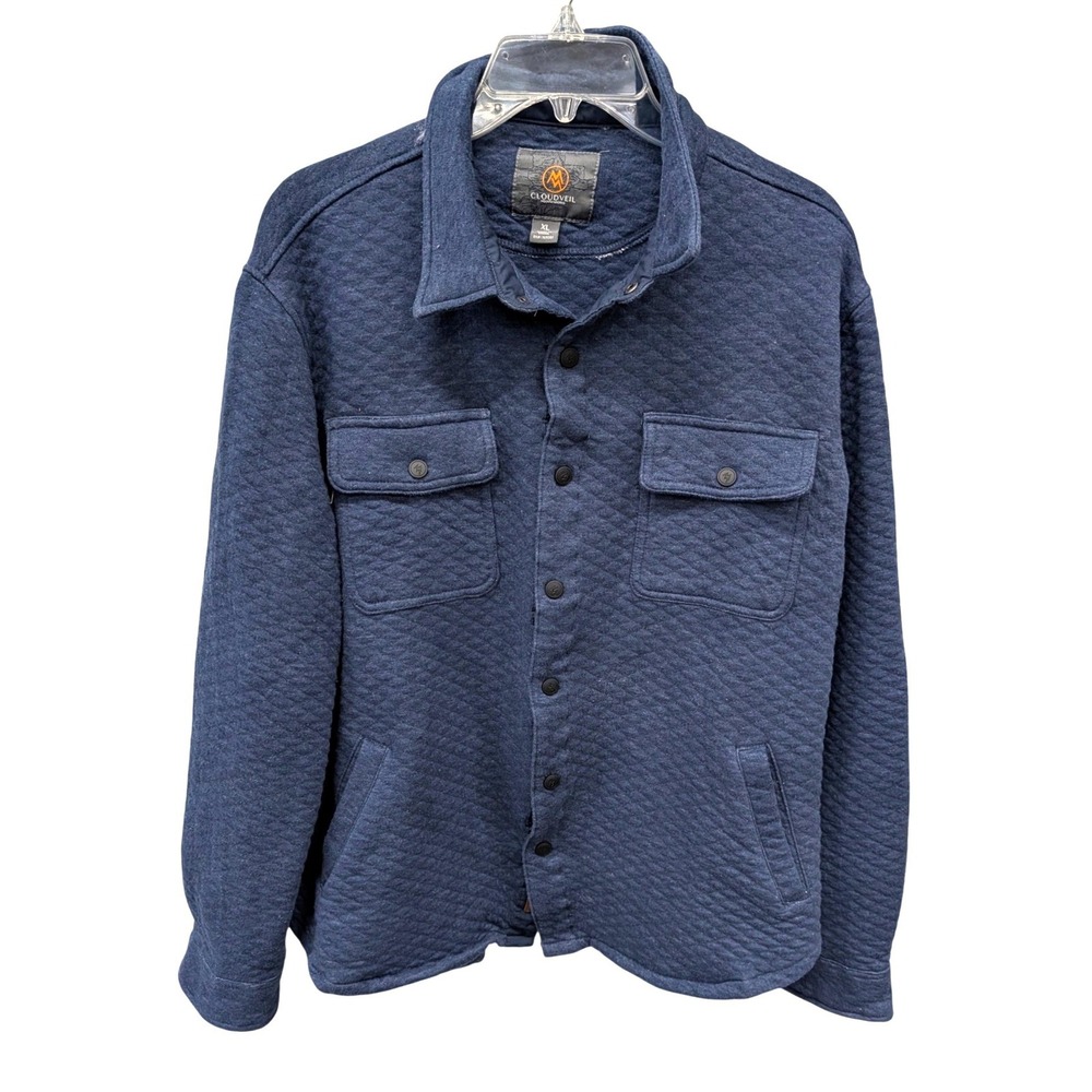 Cloudveil Mountainworks Men's Quilted Shirt Jacket Navy Blue Shacket- XL